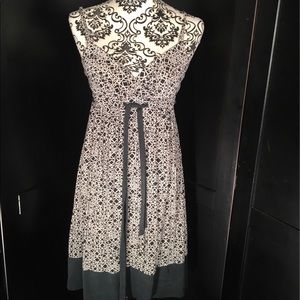 B&W geometric shapes print silk sundress